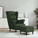 vidaXL Fotelja s krilnim naslonom i tabureom tamnozelena baršunasta | shoptok.hr