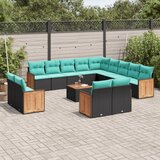  Vrtni set s jastucima, 14 dijelova, crni poliratan | shoptok.hr