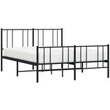 vidaXL Kovinski posteljni okvir z vzglavjem in vznožjem črn 140x190 cm | Shoptok.si