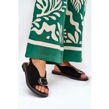 Boto Elegant Women's Sandals with Gold Decoration on Flat Heel Black S.Barski KV27-053 | shoptok.hr