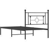 Metalni Kovinski posteljni okvir z vzglavjem črn 100x190 cm | Shoptok.si