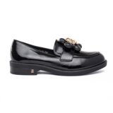 Shelvt Black patent leather women's loafers with teddy bear | Eponuda.ba