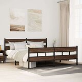 Metalni Kovinski posteljni okvir brez vzmetnice rjavi hrast 183x213 cm, (21608113) Cene