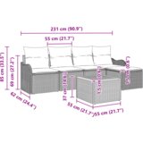 vidaXL 6-delni vrtni kavč set z blazinami Bež poli ratan akacija | Shoptok.si