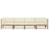 The Living Store Vrtna garnitura s kremno belimi blazinami 4-delna bambus - Vrtna Počivalna Garnitura, (21421687) | Shoptok.si