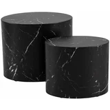 Actona Črne mizice v marmornatem dekorju v kompletu 2 kos 48x33 cm Mice - Actona