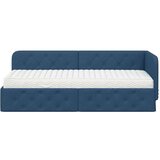 vidaXL Kotna postelja z vzmetnico z vzglavjem Modra 80 x 200 cm blago | Shoptok.si