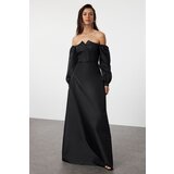 Trendyol black A-Line Woven Long Evening Dress & Graduation Dress Cene