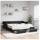 vidaXL Izvlečna dnevna postelja s predali črna 90x190 cm bla Cene