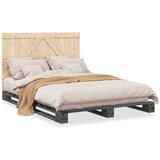 vidaXL Posteljni okvir z vzglavjem siv 140x200 cm trdna borovina Cene