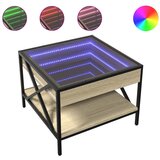 Maison Chic Klubska mizica - kavna mizica - Nizka mizica z neskončnimi LED sonoma hrast 50x50x38 cm, (21752008) Cene