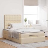  Otomanski okvir kreveta s madraca krem 120x190 cm od tkanine | shoptok.hr