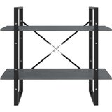 vidaXL Knjižna omara 2-nadstropna siva 80x30x70 cm trdna borovina | Shoptok.si