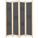vidaXL Sobna pregrada s 4 panela od tkanine 160 x 170 x 4 cm siva Cijene