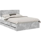 vidaXL konstrukcija postelje s predalom betonsko siva 140 x 190 cm, (5000113652) | Shoptok.si