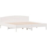  Knjižna postelja brez vzmetnice bela 200x200 cm trdna borovina, (21609342) | Shoptok.si
