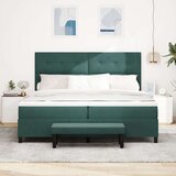  Postelja z vzmetnico Temno zelena 200 x 200 cm Žamet, (5000142040) | Shoptok.si