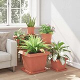  Kvadratna cvetlična posoda 6 pcs Kamnito rdeča Plastika, (5000207571) | Shoptok.si