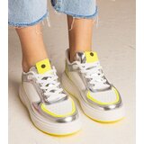  Silver women's sneakers with neon accents Zorra | Shoptok.si