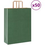 vidaXL Papirnate vrečke 50 kosov z ročaji zelene barve 32x12x42 cm Cene