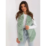 Fashion Hunters Pistachio Asymmetrical Fur Vest