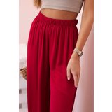 Kesi Włoski Women's wide trousers with elastic waistband burgundy | Shoptok.si