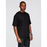 Ombre Men's cotton T-shirt with sequin wing motif on back - black | Shoptok.si