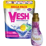 Deterdžent kapsule za veš White Power, 42 kapsule + Omekšivač Original, 0.9l