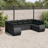 vidaXL 9-dijelni set vrtnih sofa s jastucima crni od poliratana | shoptok.hr