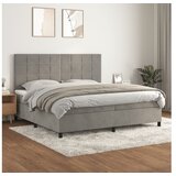  Box spring postelja z vzmetnico svetlo siva 200x200 cm žamet | Shoptok.si