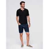 Ombre Men's openwork polo shirt with zipper at neckline - black | Shoptok.si