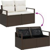  Vrtna garnitura - 9-dijelni set vrtnih sofa s jastucima smeđa poli ratan | shoptok.hr
