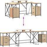 vidaXL Stol s ladicama s pohranom 182 x 101 x 87.5 cm Konstruirano drvo | shoptok.hr