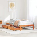Maison Chic Posteljni okvir - Enojna postelja - Postelja za odrasle s predali voščeno rjav 90x190 cm trdna borovina, (21696891) | Shoptok.si