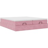 vidaXL okvir kreveta s madracima ružičasti 200x200cm baršunasti | shoptok.hr