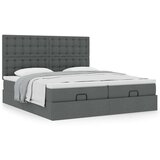 vidaXL Otomanski posteljni okvir z vzmetnicami siv 160x200 cm blago | Shoptok.si