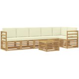 vidaXL Kotna sedežna garnitura 7 pcs Bela in krem Masiven les akacije, (5000283817) | Shoptok.si