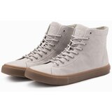Ombre Men's high-top sneakers shoes with rubber toe - cream Cene