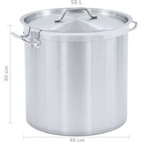 vidaXL kuhinjski lonac 50 L 40 x 40 cm od nehrđajućeg čelika | shoptok.hr