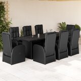  9-dijelni vrtni blagovaonski set s jastucima crni od poliratana | shoptok.hr