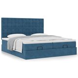  Otomanski posteljni okvir z vzmetnicami moder 160x200 cm žamet, (22053901) | Shoptok.si