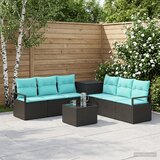  Set sofe 8 kom. Crna i Plava Poli Rattan i čelik | shoptok.hr