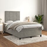 The Living Store Box spring postelja z vzmetnico svetlo siva 120x200 cm žamet - Box Spring Postelja, (21491591) Cene
