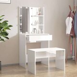  Set toaletnog stolića LED sjajni bijeli od konstruiranog drva | shoptok.hr