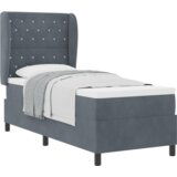 vidaXL Podložna postelja z vzmetnico Temno siva 80x200 cm Žamet | Shoptok.si