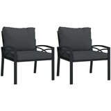  Vrtne stolice sa sivim jastucima 2 kom 68 x 76 x 79 cm čelične | shoptok.hr