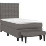  Box spring postelja z vzmetnico siva 80x200 cm umetno usnje, (20899282) | Shoptok.si