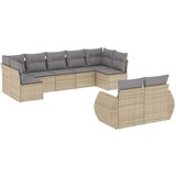 vidaXL Vrtna garnitura 9-delna z blazinami bež poli ratan, (21055101) | Shoptok.si