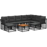  Set vanjskih sofa 10 kom. Crna i tamno siva Poliester | shoptok.hr