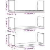 vidaXL Stenske police 3 kosi artisian hrast 58x18x18 cm inženirski les | Shoptok.si